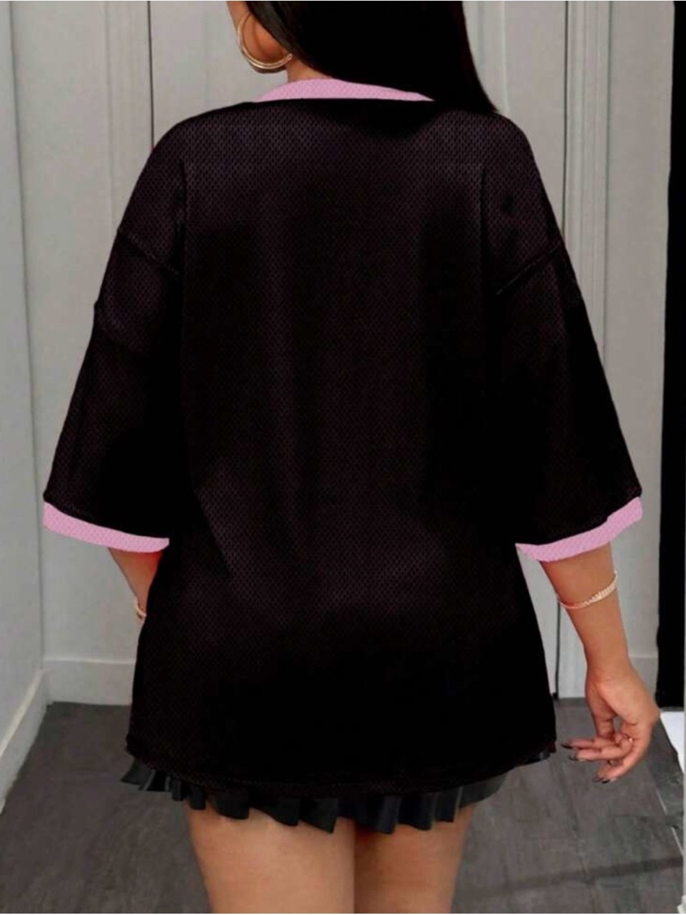 SHEIN Black and Pink 'Free Spirit' Oversized Jersey - Picture 3 of 3